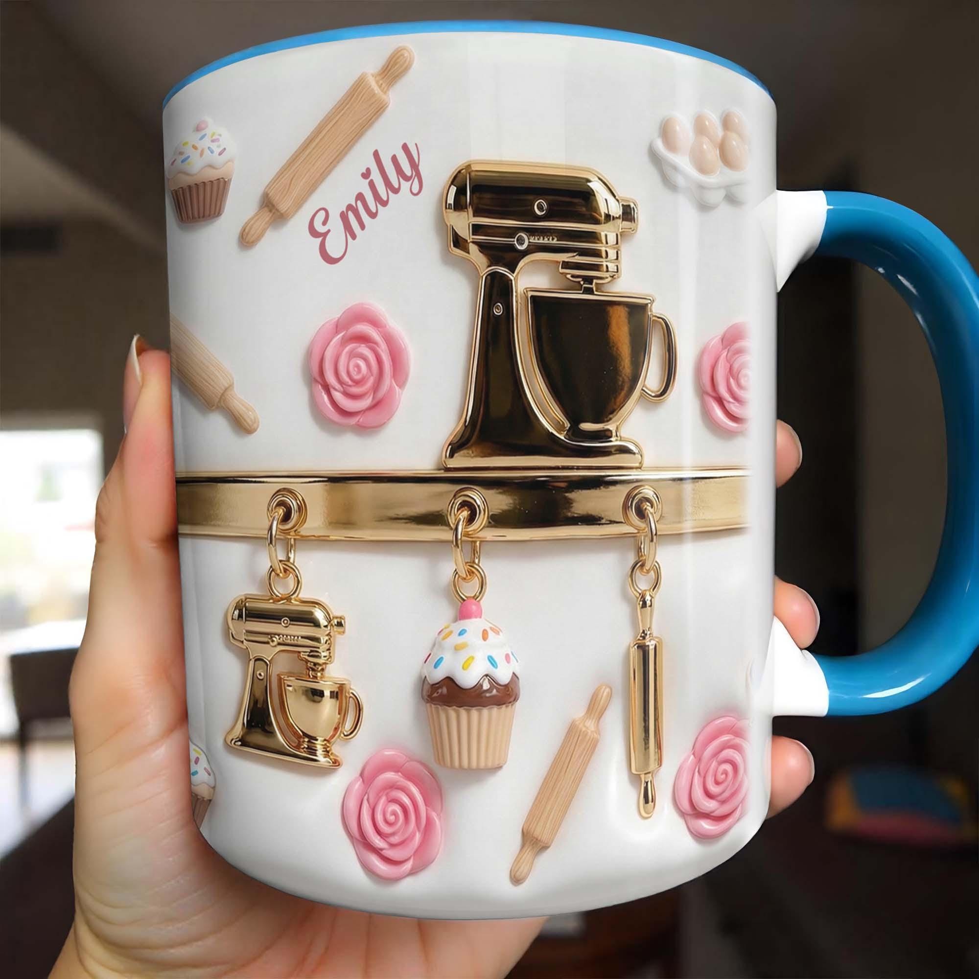 Personalized Baking Lover Mug, Custom Accent Coffee Mug, Cute Baking Tools Design, Gift For Bakers and Kitchen Lovers