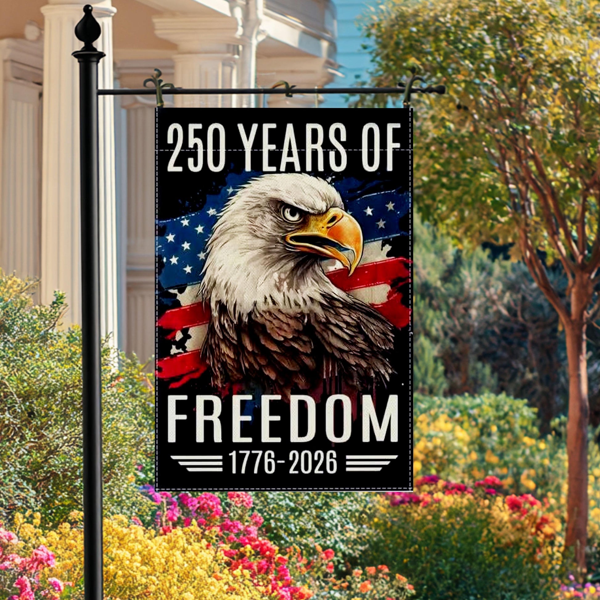 250 Years of Freedom Garden Flag, Patriotic Eagle, Double Sided