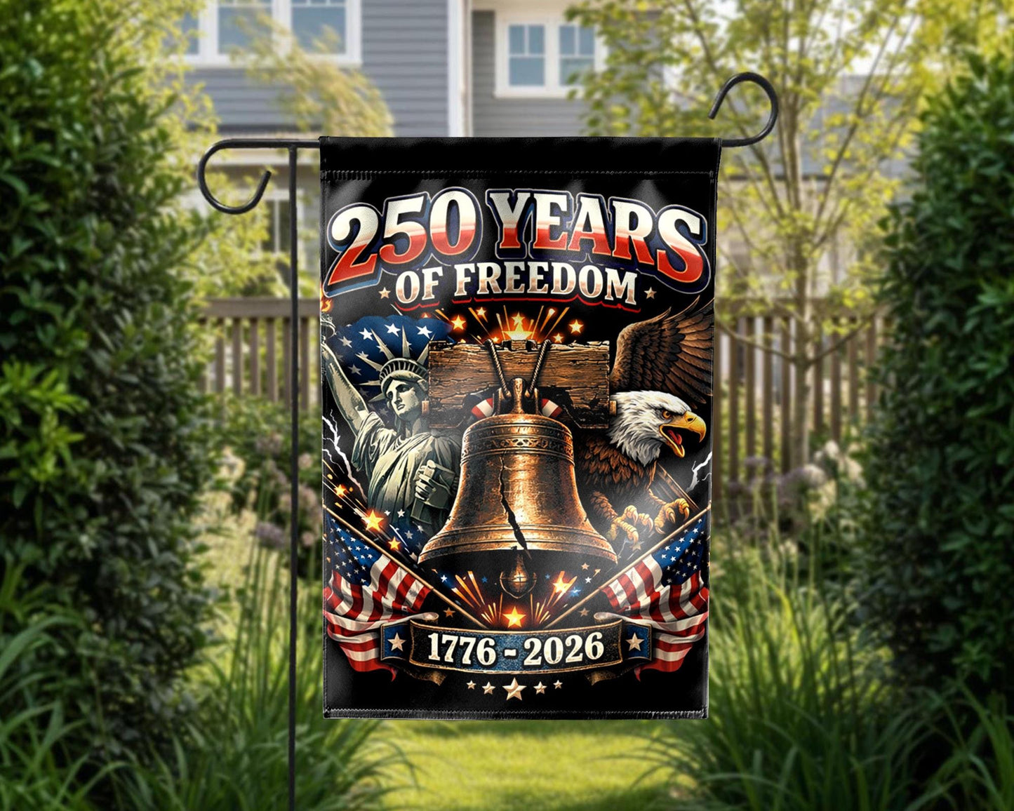 Patriotic Semiquincentennial Garden Flag 1776-2026, 250 Years Freedom USA Flag Yard Flag, 250th Anniversary Outdoor Decor Gift