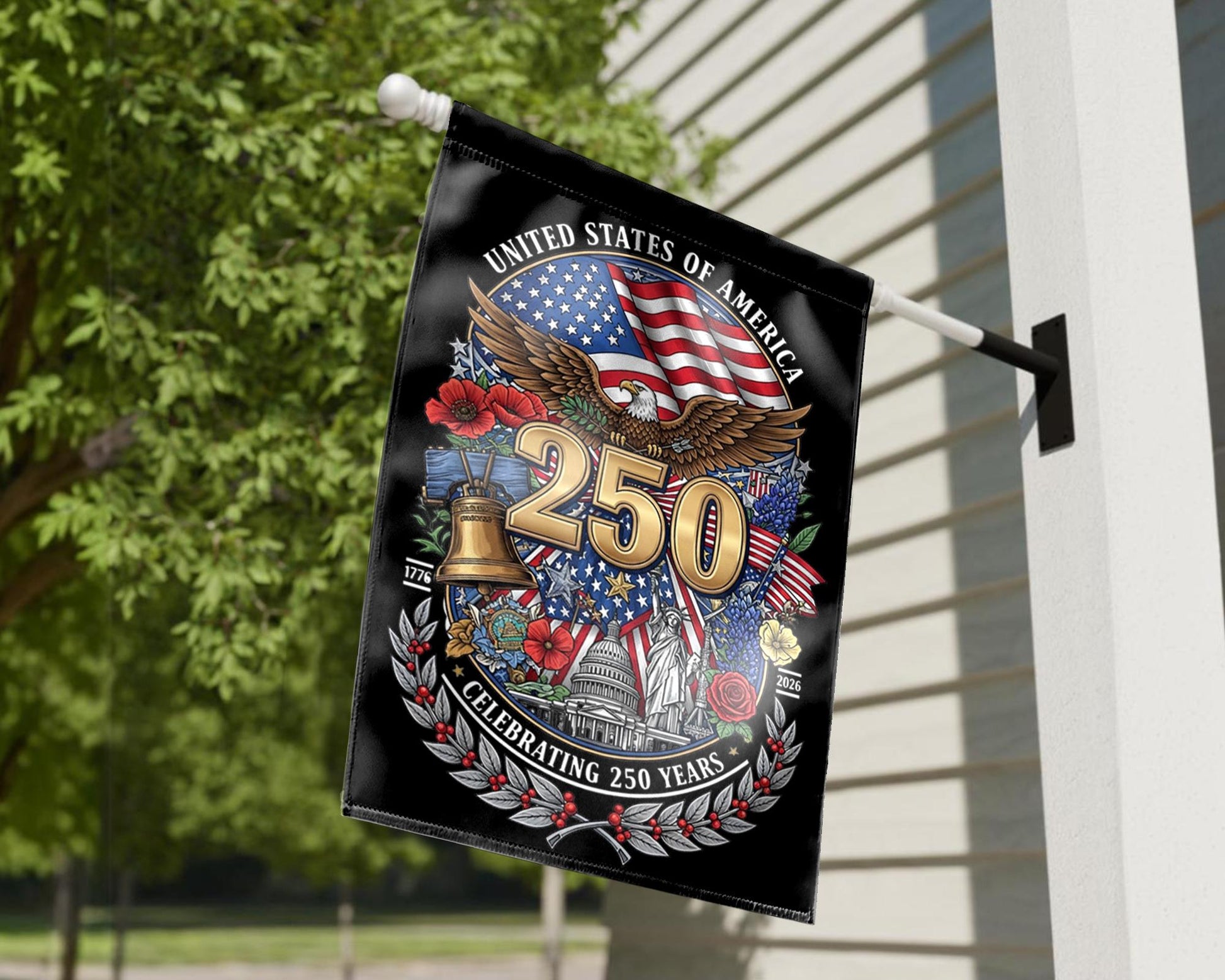 Patriotic Semiquincentennial Garden Flag 1776-2026, 250 Years Freedom USA Flag Yard Flag, 250th Anniversary Outdoor Decor Gift