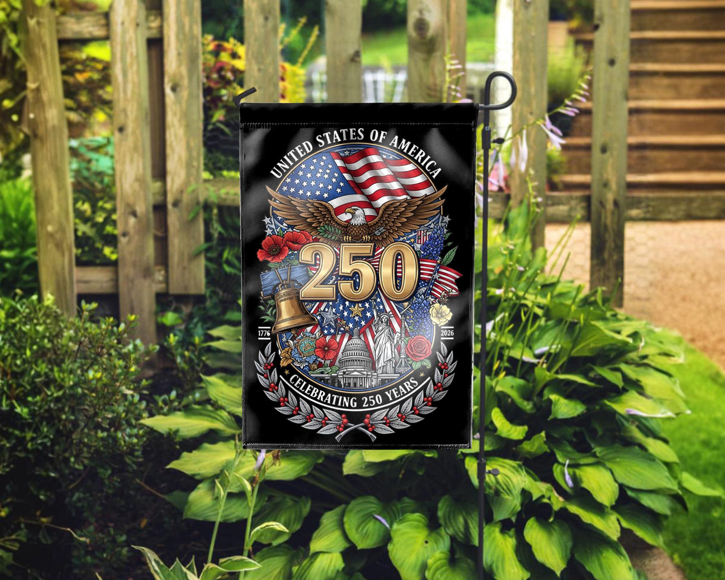 Patriotic Semiquincentennial Garden Flag 1776-2026, 250 Years Freedom USA Flag Yard Flag, 250th Anniversary Outdoor Decor Gift