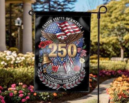 Patriotic Semiquincentennial Garden Flag 1776-2026, 250 Years Freedom USA Flag Yard Flag, 250th Anniversary Outdoor Decor Gift