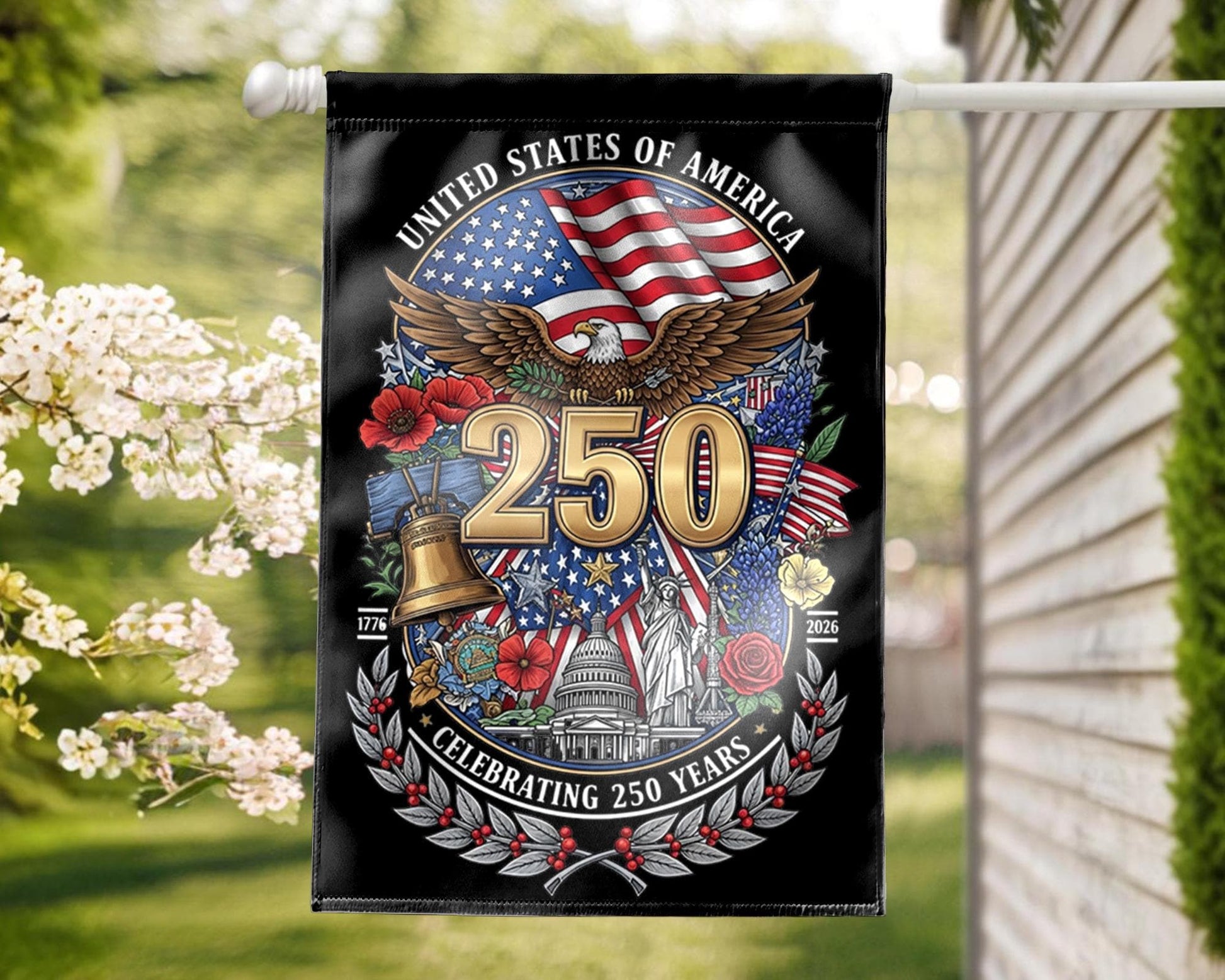 Patriotic Semiquincentennial Garden Flag 1776-2026, 250 Years Freedom USA Flag Yard Flag, 250th Anniversary Outdoor Decor Gift