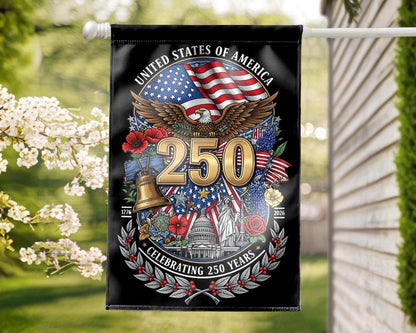 Patriotic Semiquincentennial Garden Flag 1776-2026, 250 Years Freedom USA Flag Yard Flag, 250th Anniversary Outdoor Decor Gift