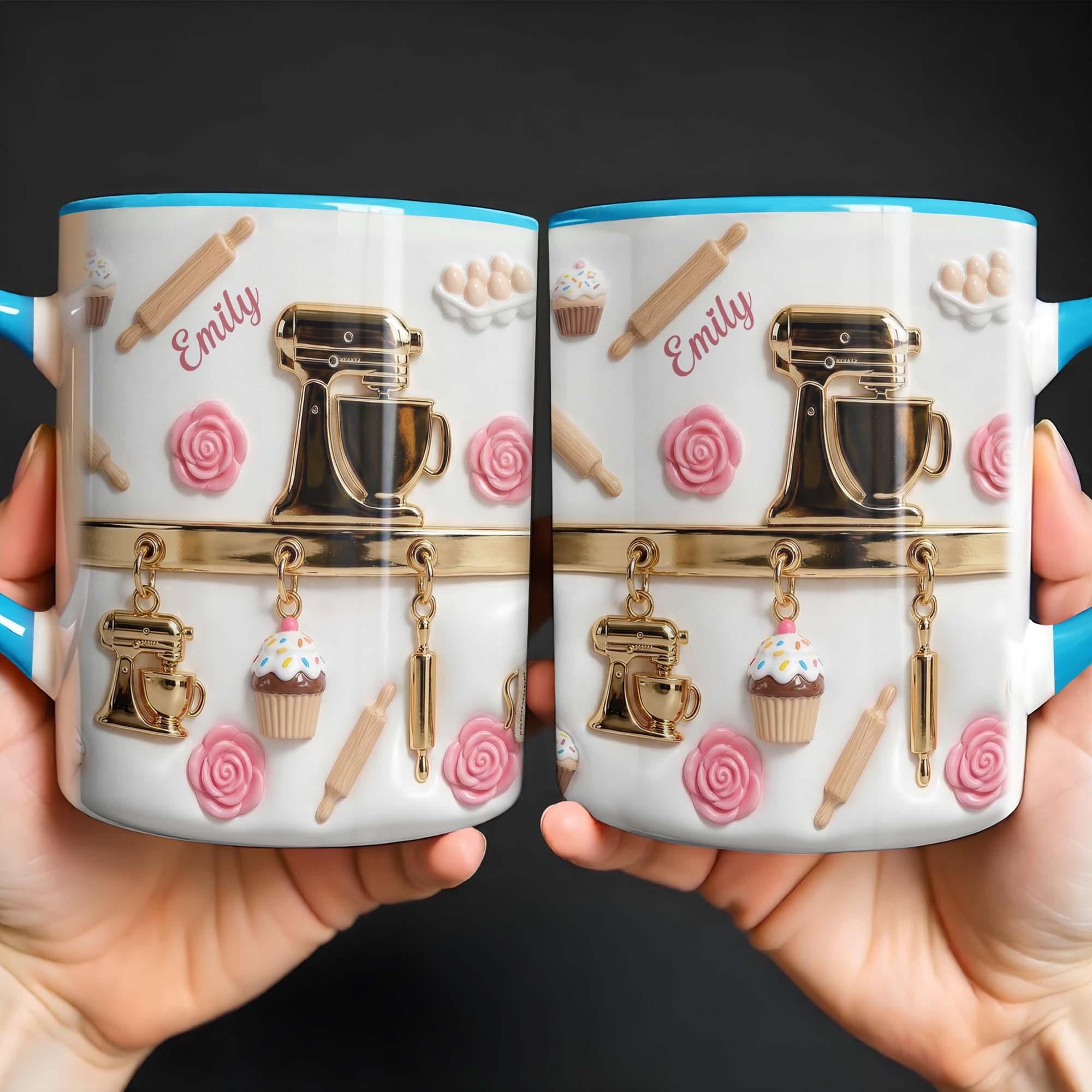 Personalized Baking Lover Mug, Custom Accent Coffee Mug, Cute Baking Tools Design, Gift For Bakers and Kitchen Lovers