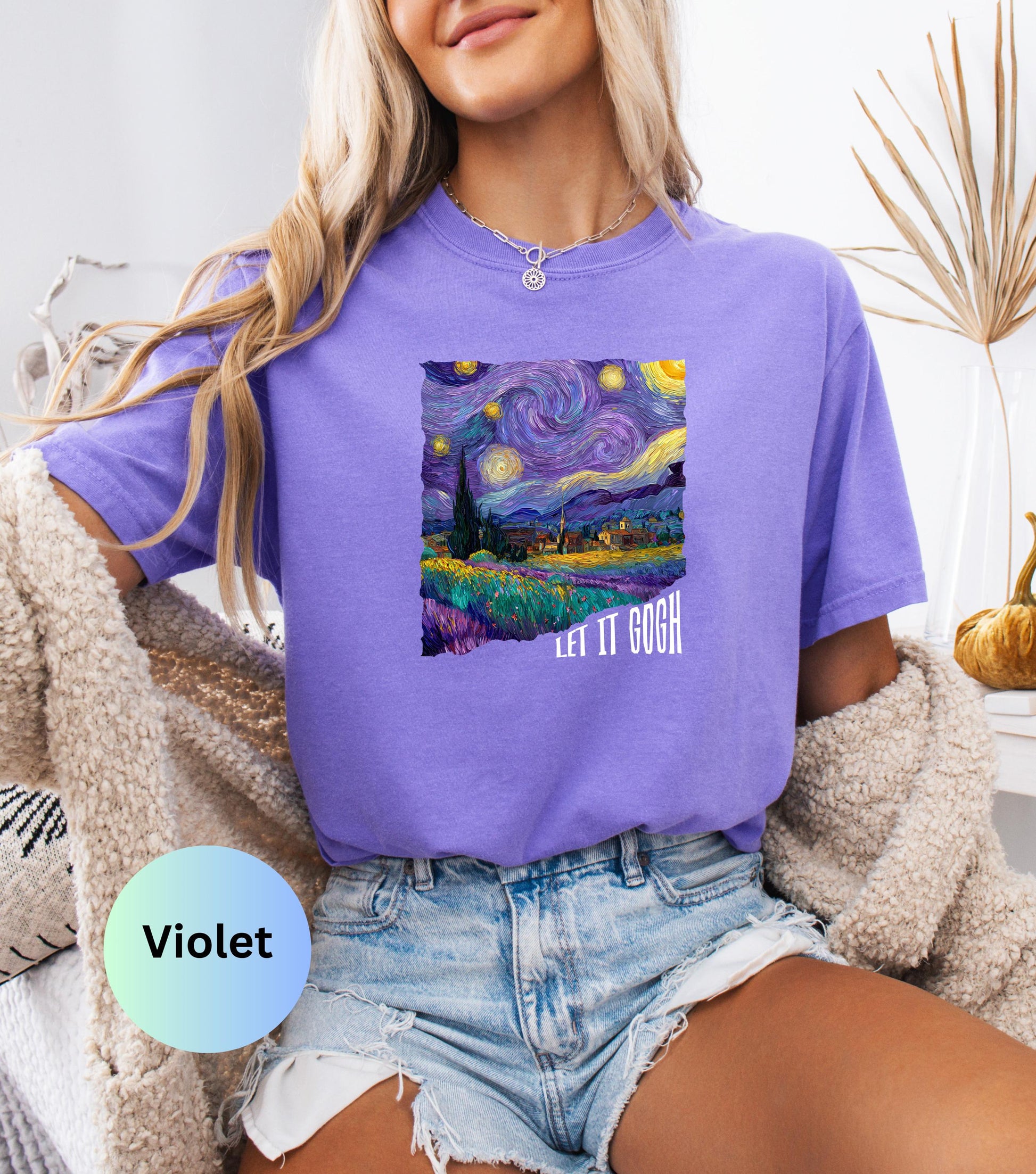 Womens tops, Comfort Colors womens tshirt, art lover gift, Van Gogh trendy shirt