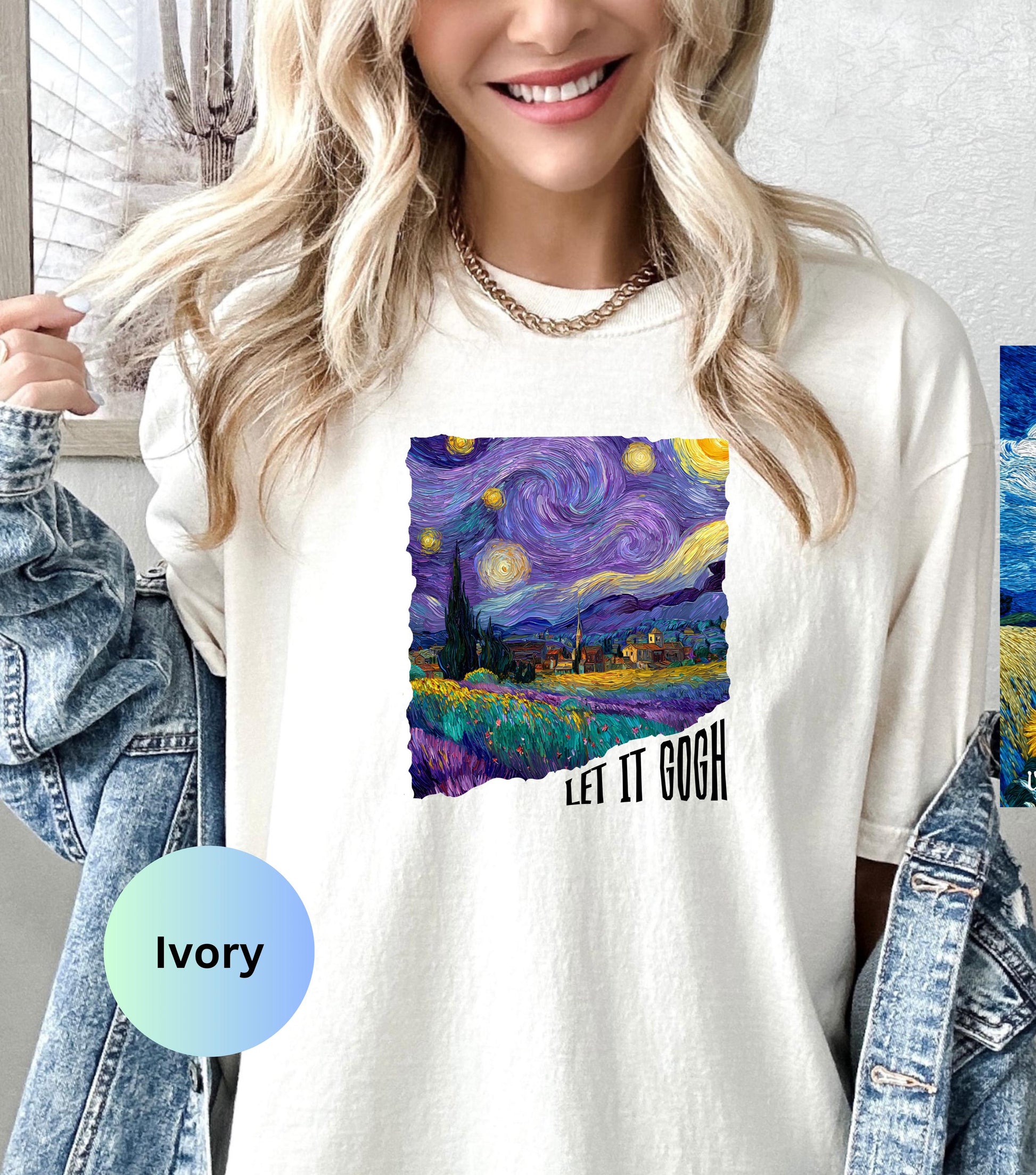 Womens tops, Comfort Colors womens tshirt, art lover gift, Van Gogh trendy shirt