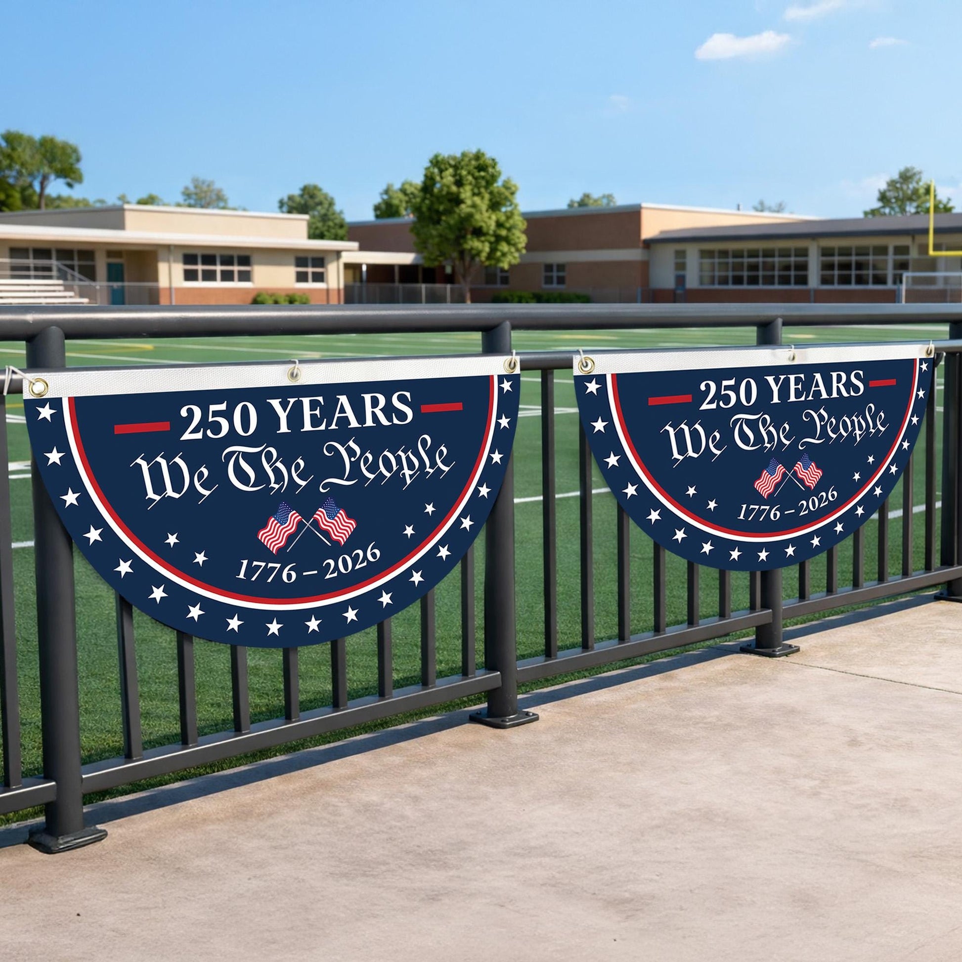 USA Semiquincentennial Banner,1776-2026 Patriotic Fence Decor, We The People 250th Anniversary Sign