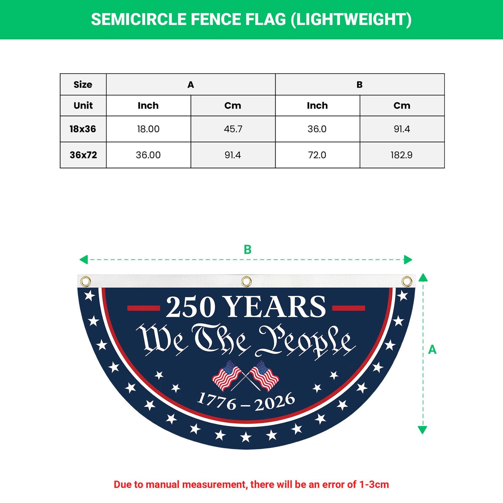 USA Semiquincentennial Banner,1776-2026 Patriotic Fence Decor, We The People 250th Anniversary Sign