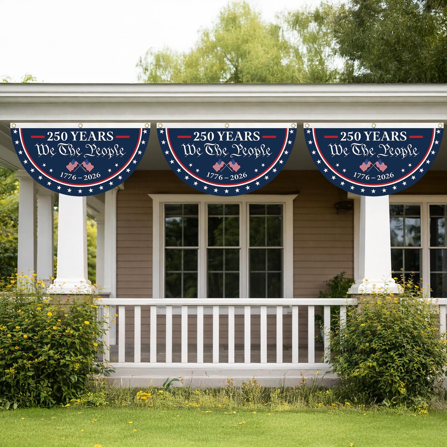 USA Semiquincentennial Banner,1776-2026 Patriotic Fence Decor, We The People 250th Anniversary Sign
