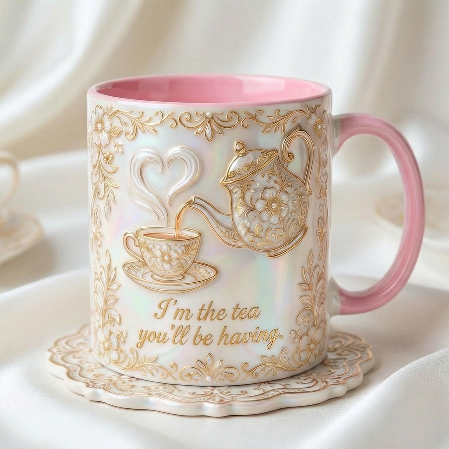 I Am The Tea You Having Mug, Reader Accent Mug, BookTok Cup, Vintage Romance Gift For Book Lover, Bookish Tea Lover Gift