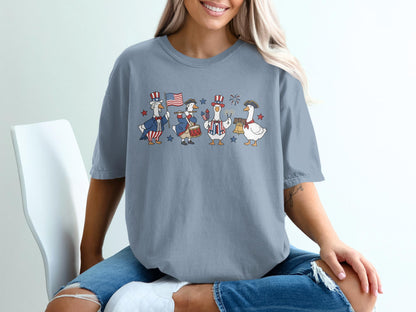 Patriotic Goose T-Shirts, July 4th Comfort Colors®, USA Pride, American, Independence Day Apparel