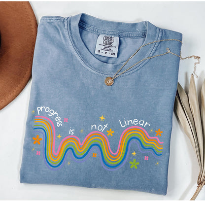 Comfort Colors Progress Is Not Linear Teacher Shirt: Mental Health Awareness