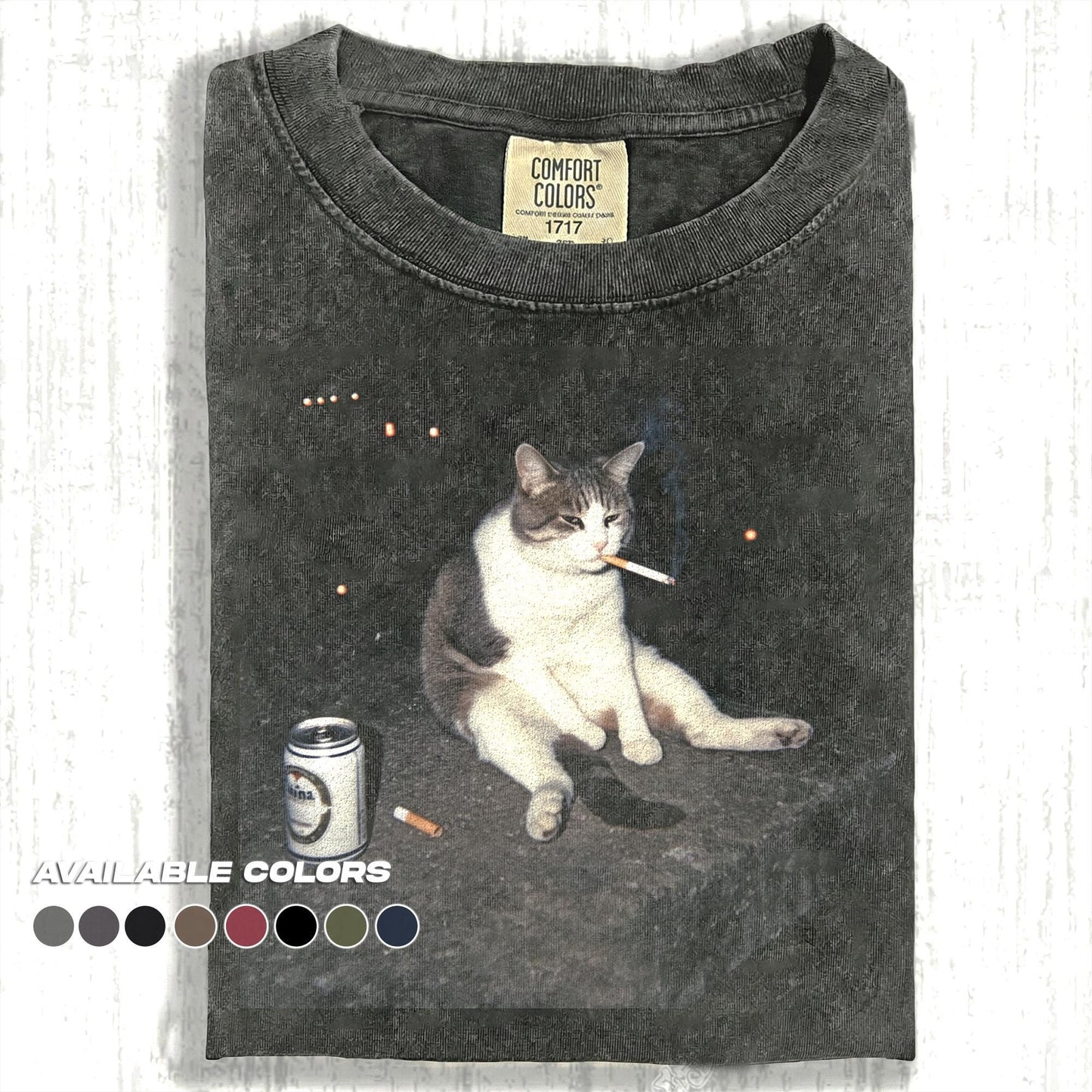 Comfort Colors® Drunk Cat Shirt | Funny Animal Meme Tee | Cat Shirt | Unisex Graphic T Shirt Cat Photo T-Shirt | Unisex Graphic Tee