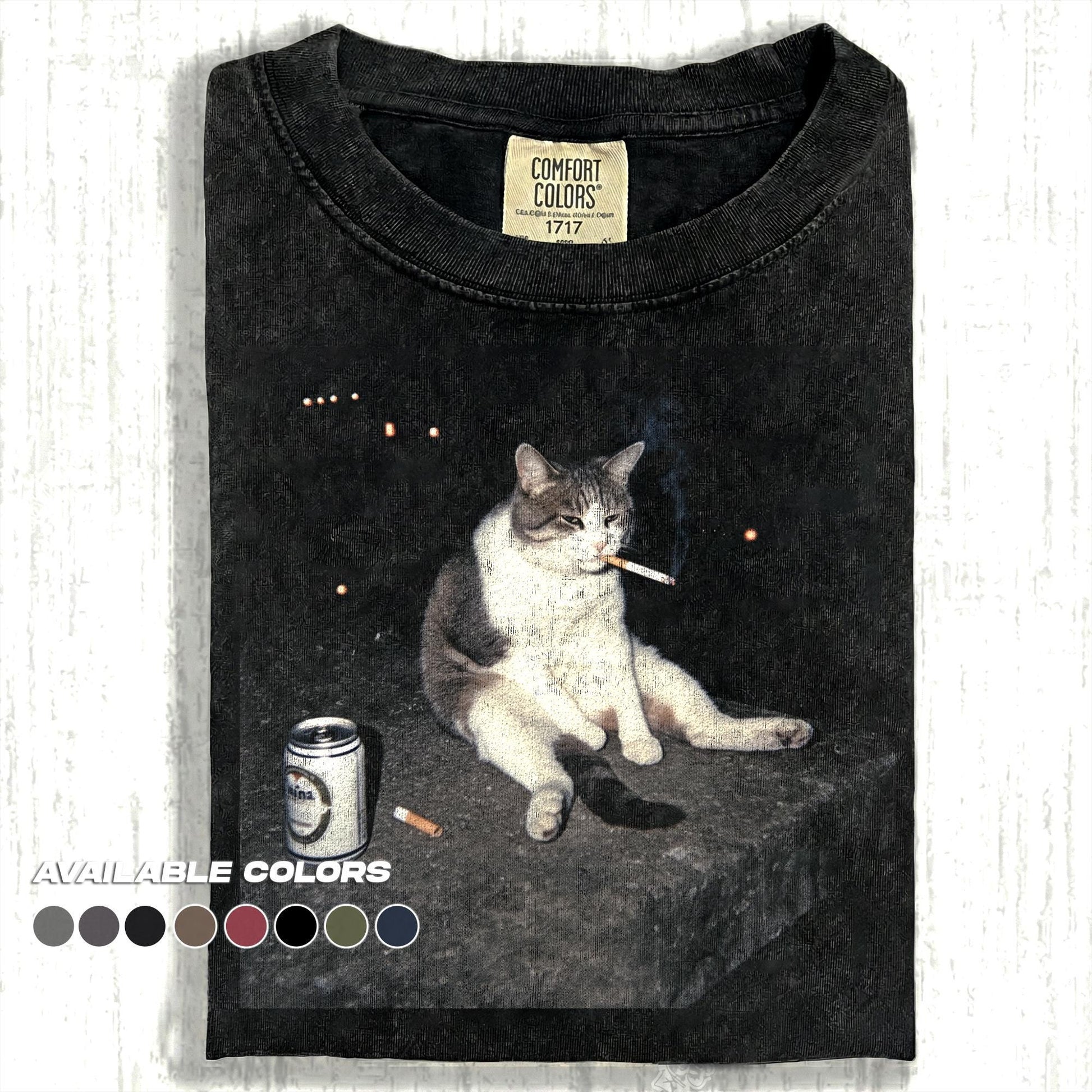 Comfort Colors® Drunk Cat Shirt | Funny Animal Meme Tee | Cat Shirt | Unisex Graphic T Shirt Cat Photo T-Shirt | Unisex Graphic Tee