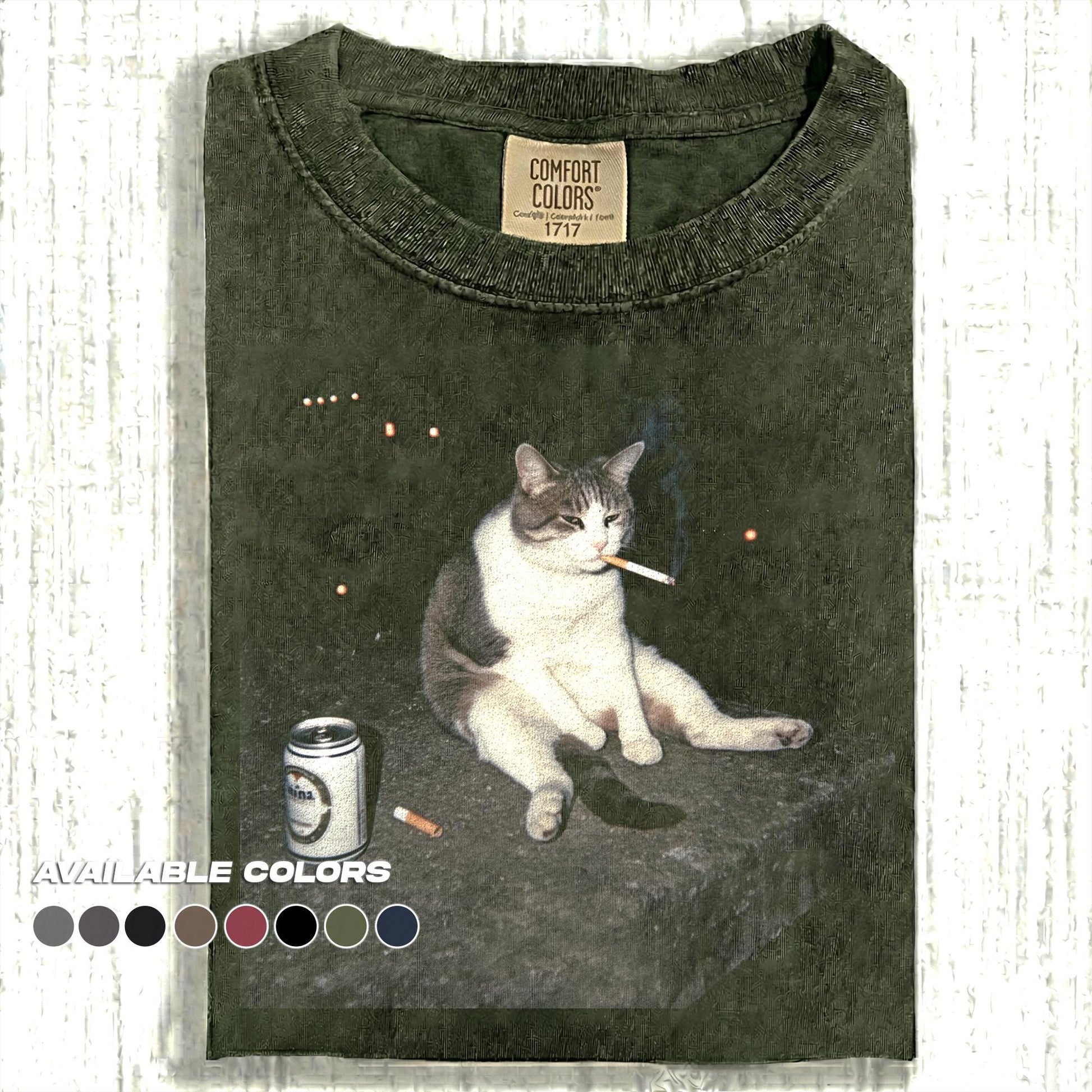 Comfort Colors® Drunk Cat Shirt | Funny Animal Meme Tee | Cat Shirt | Unisex Graphic T Shirt Cat Photo T-Shirt | Unisex Graphic Tee