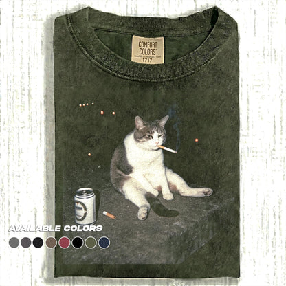 Comfort Colors® Drunk Cat Shirt | Funny Animal Meme Tee | Cat Shirt | Unisex Graphic T Shirt Cat Photo T-Shirt | Unisex Graphic Tee