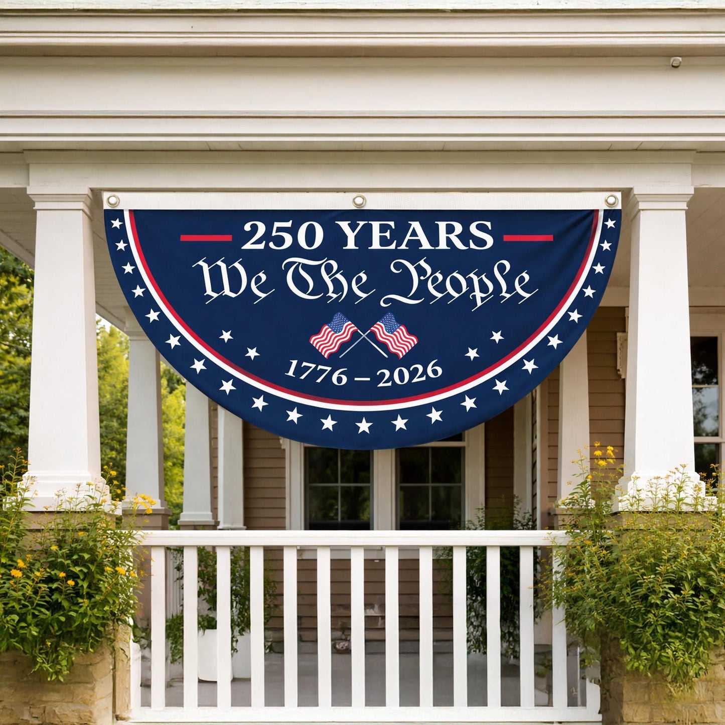 USA Semiquincentennial Banner,1776-2026 Patriotic Fence Decor, We The People 250th Anniversary Sign