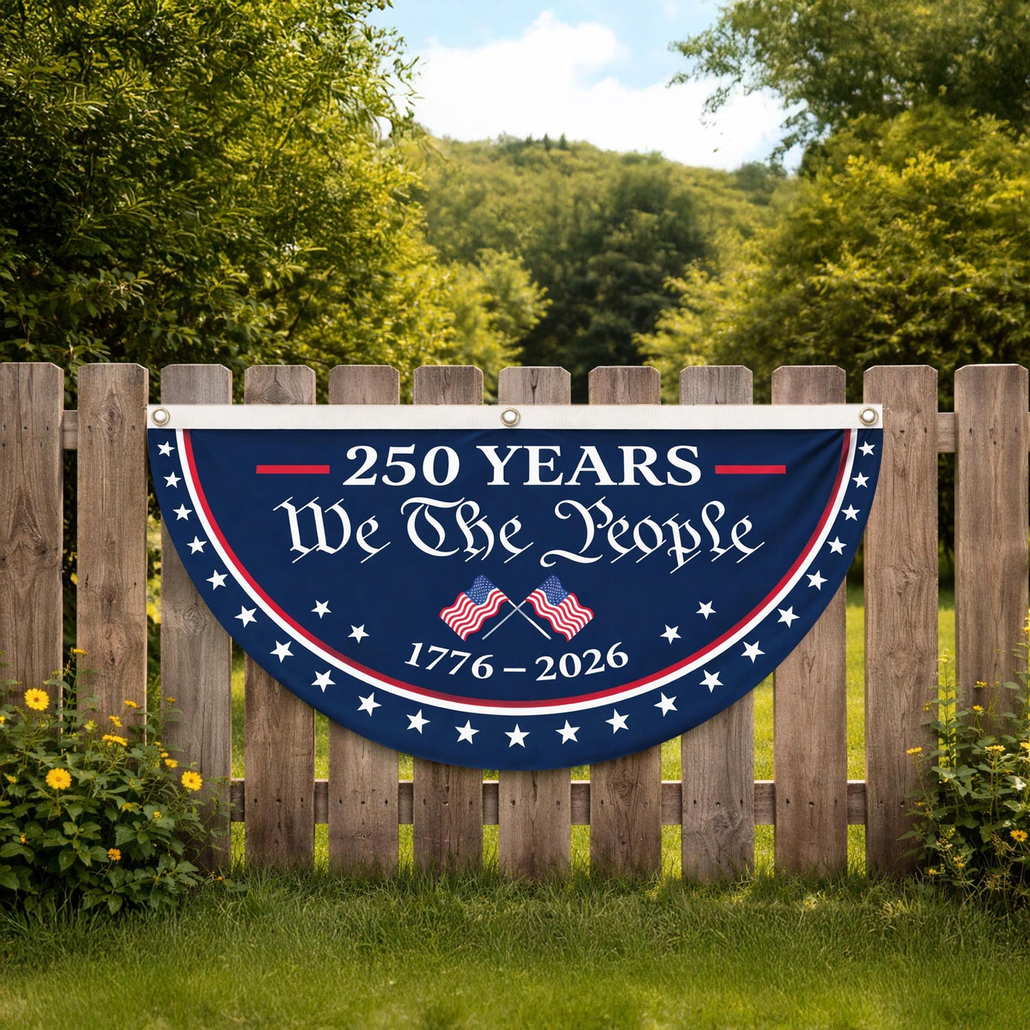 USA Semiquincentennial Banner,1776-2026 Patriotic Fence Decor, We The People 250th Anniversary Sign