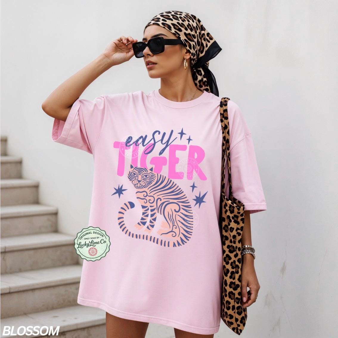 Easy Tiger Comfort Colors® T-Shirt, Retro Tiger Shirt, Tiger Graphic Tee, Trendy Boho Shirt, Cool Tees for Women, Retro Vintage Tiger Shirt