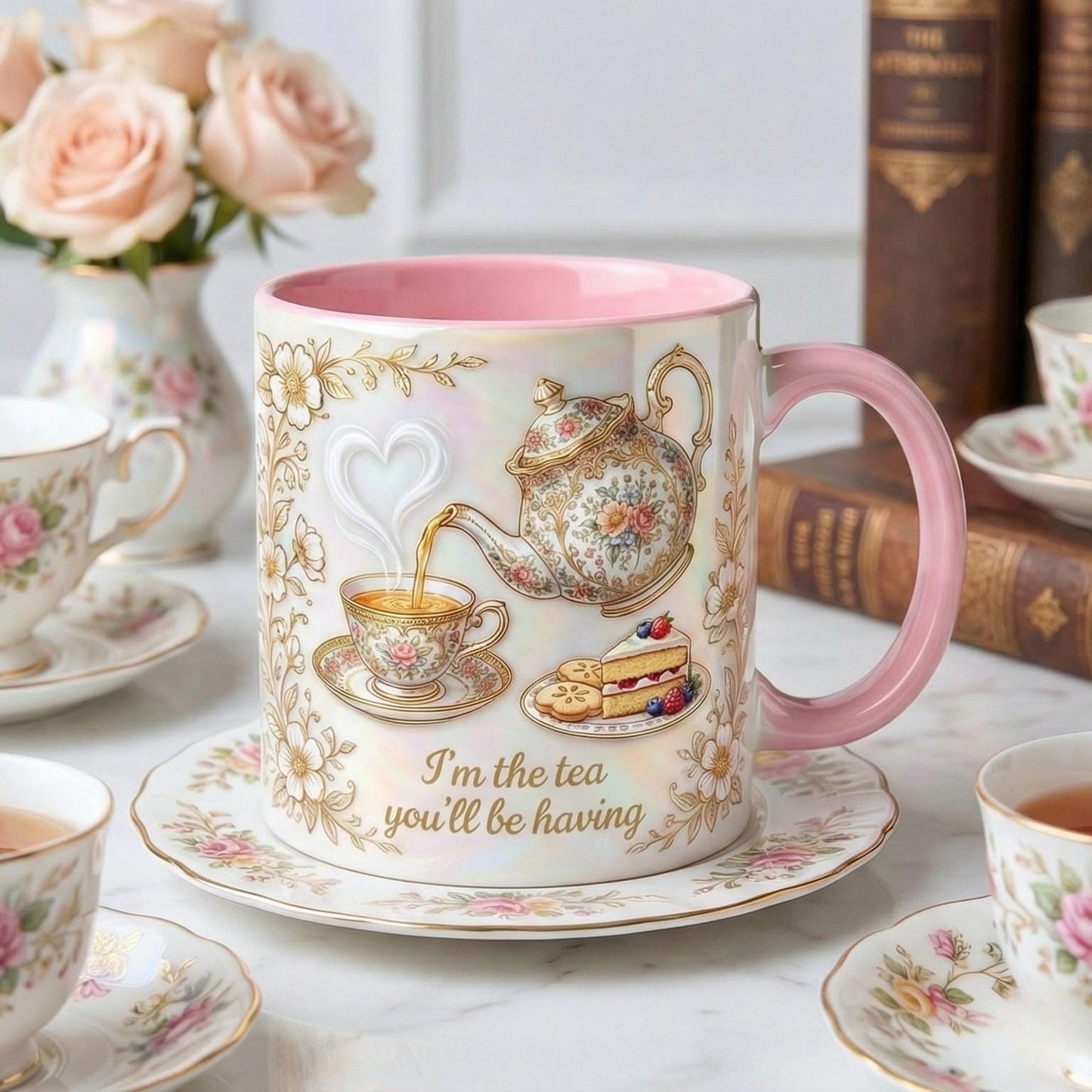 I Am The Tea You Having Mug, Reader Accent Mug, BookTok Cup, Vintage Romance Gift For Book Lover, Bookish Tea Lover Gift