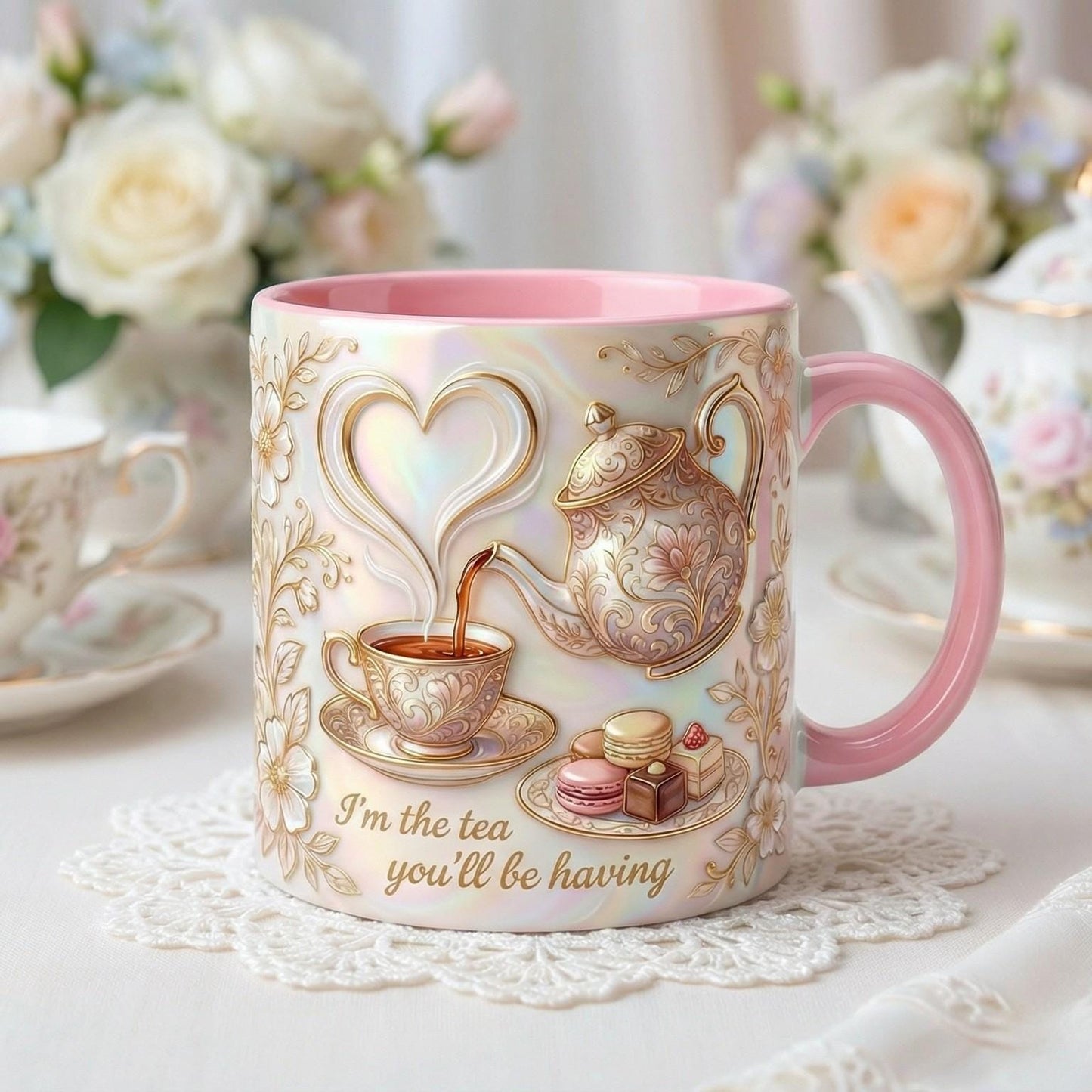 I Am The Tea You Having Mug, Reader Accent Mug, BookTok Cup, Vintage Romance Gift For Book Lover, Bookish Tea Lover Gift