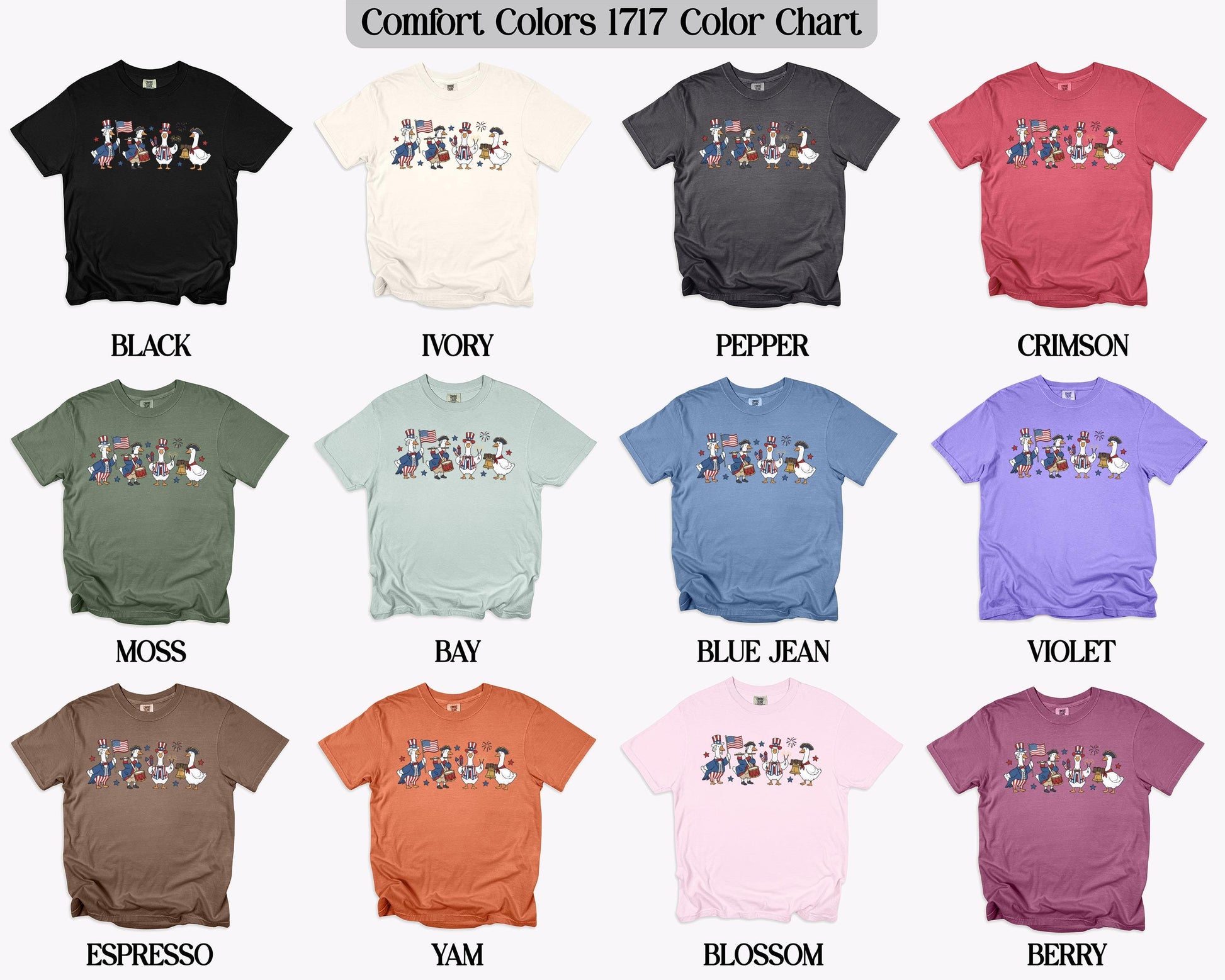 Patriotic Goose T-Shirts, July 4th Comfort Colors®, USA Pride, American, Independence Day Apparel