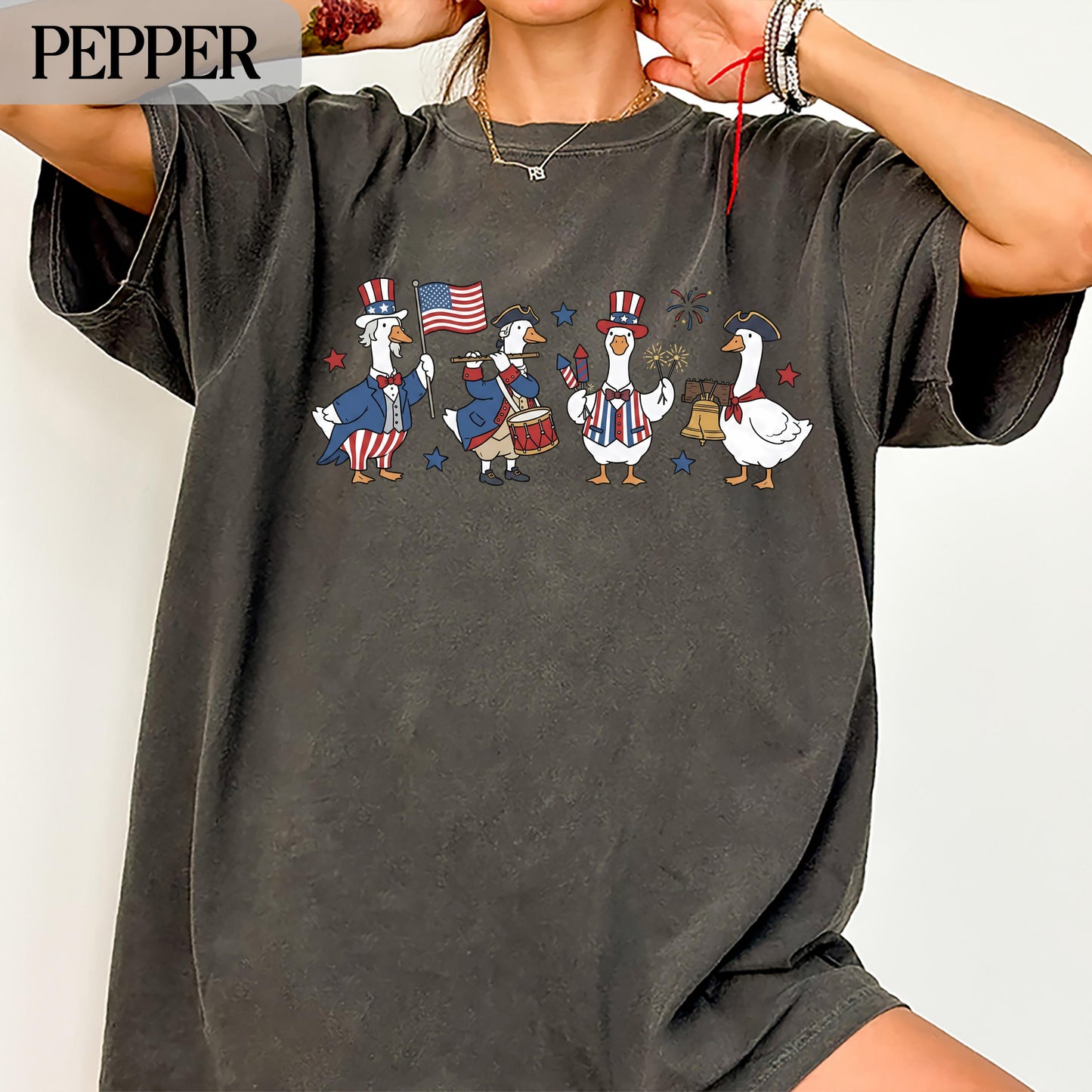 Patriotic Goose T-Shirts, July 4th Comfort Colors®, USA Pride, American, Independence Day Apparel