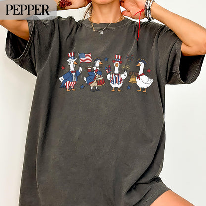 Patriotic Goose T-Shirts, July 4th Comfort Colors®, USA Pride, American, Independence Day Apparel