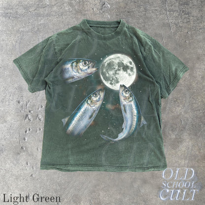Sardine Howling To Moon Vintage Graphic T Shirt, Retro Silly Fish Gift Tee