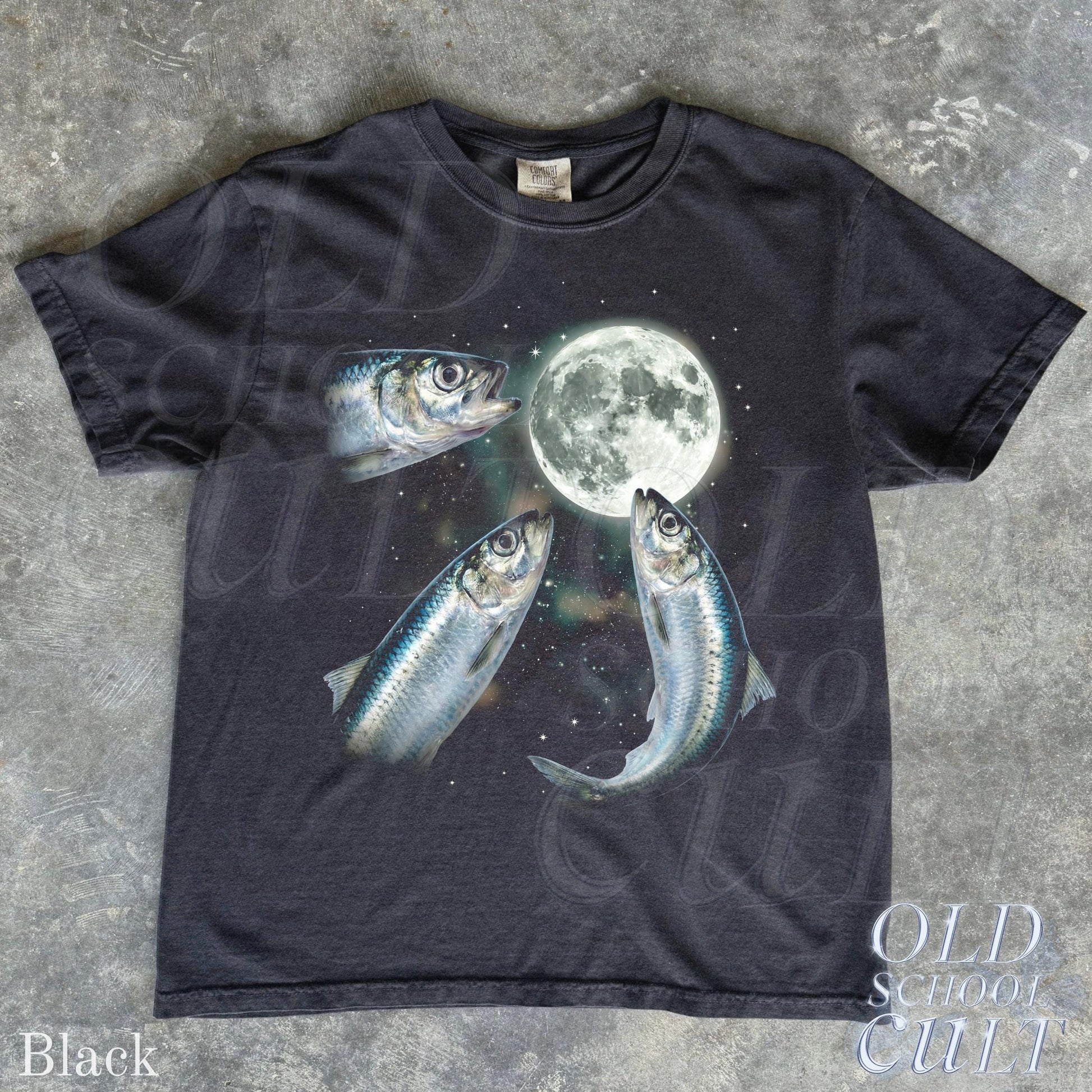 Sardine Howling To Moon Vintage Graphic T Shirt, Retro Silly Fish Gift Tee