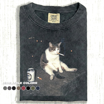 Comfort Colors® Drunk Cat Shirt | Funny Animal Meme Tee | Cat Shirt | Unisex Graphic T Shirt Cat Photo T-Shirt | Unisex Graphic Tee