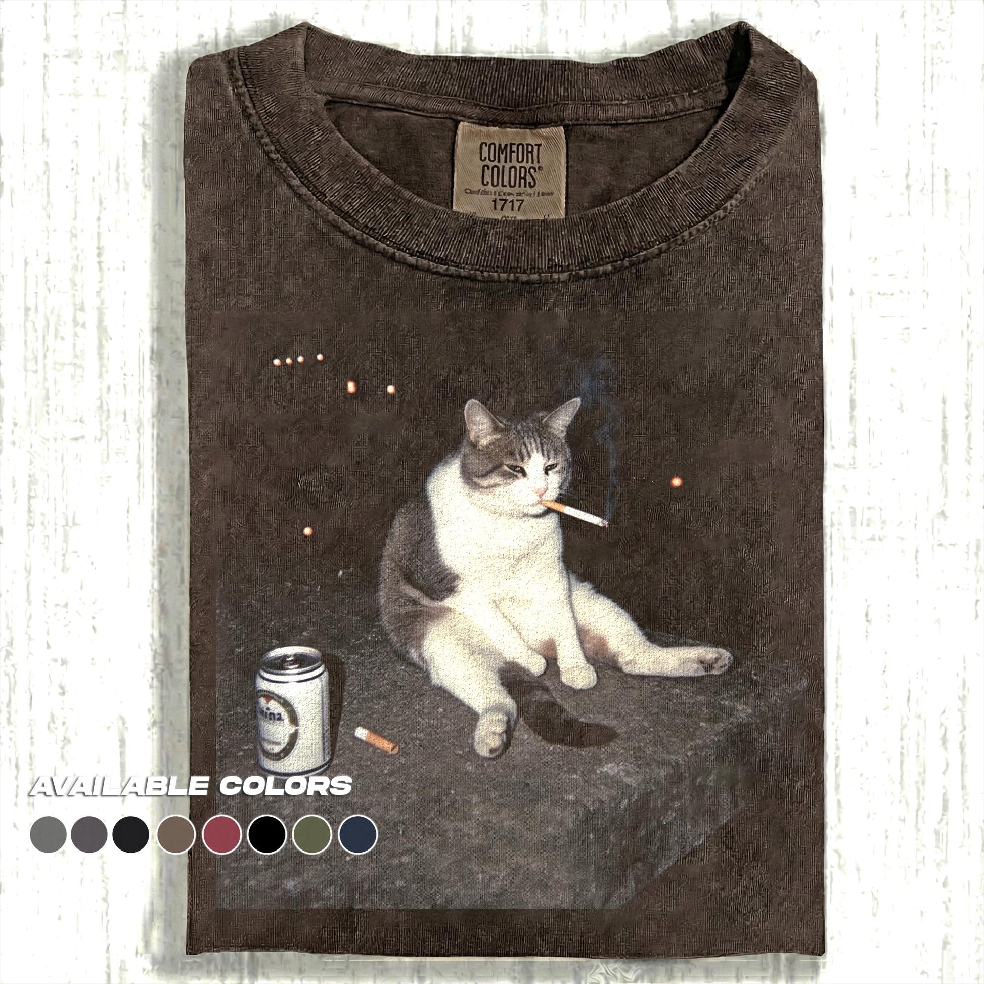 Comfort Colors® Drunk Cat Shirt | Funny Animal Meme Tee | Cat Shirt | Unisex Graphic T Shirt Cat Photo T-Shirt | Unisex Graphic Tee
