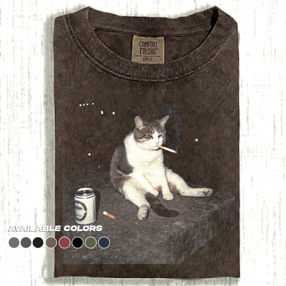 Comfort Colors® Drunk Cat Shirt | Funny Animal Meme Tee | Cat Shirt | Unisex Graphic T Shirt Cat Photo T-Shirt | Unisex Graphic Tee