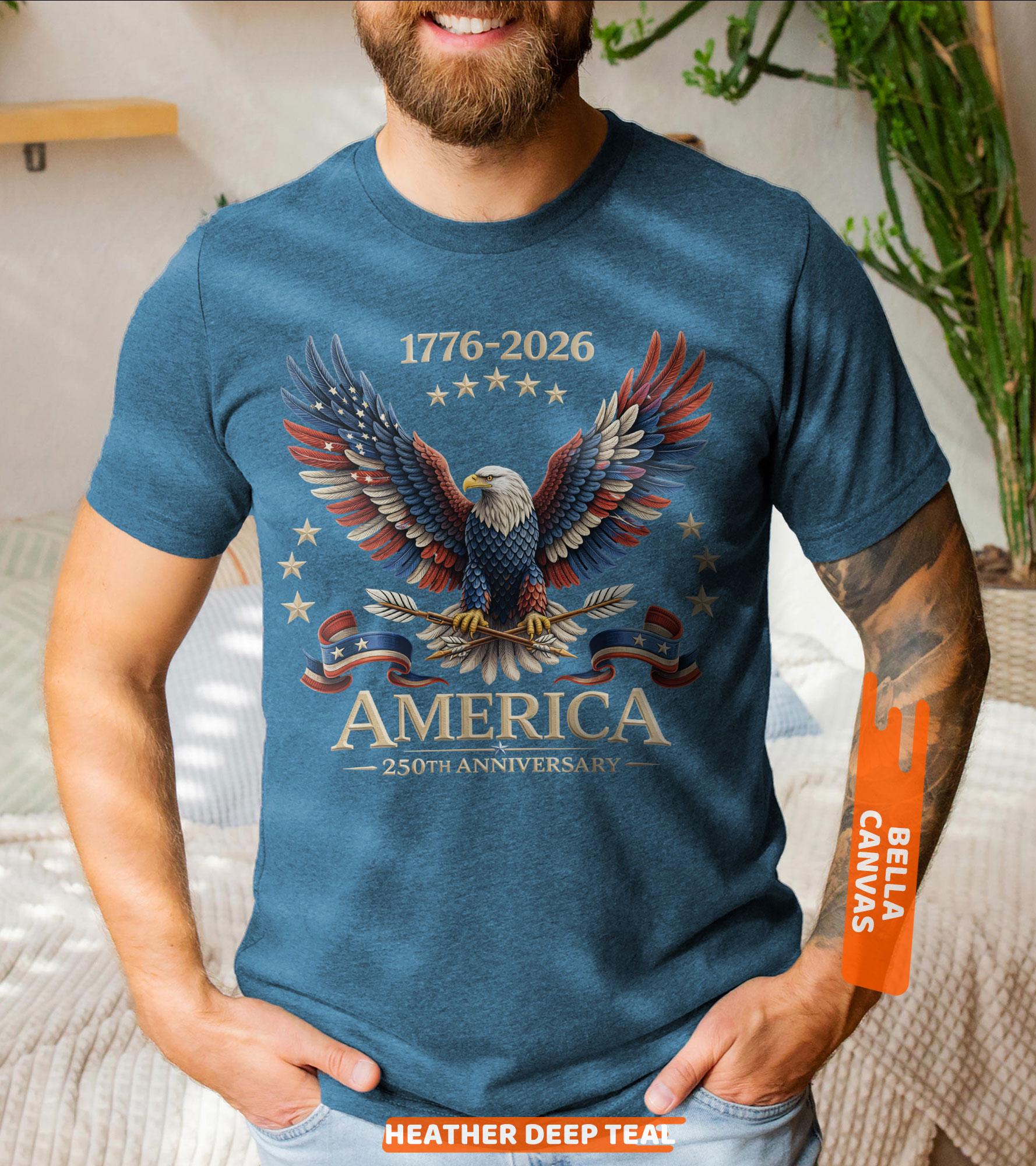 250th Anniversary America Patriotic T-Shirt, Bald Eagle American Flag Tee, 1776–2026 Shirt for Men & Women, 4th Of July Shirt, Patriotic Tee