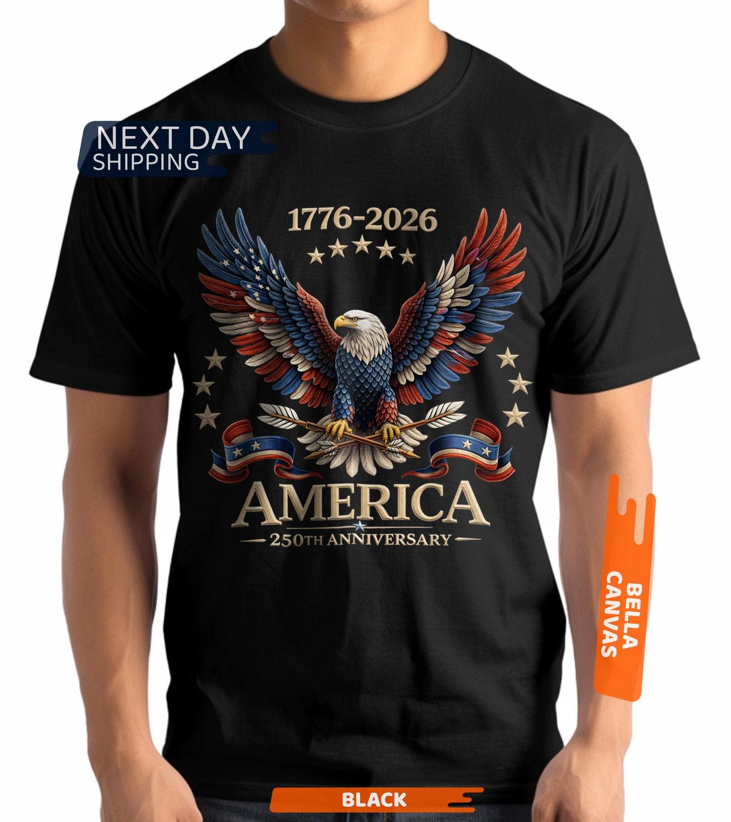 250th Anniversary America Patriotic T-Shirt, Bald Eagle American Flag Tee, 1776–2026 Shirt for Men & Women, 4th Of July Shirt, Patriotic Tee
