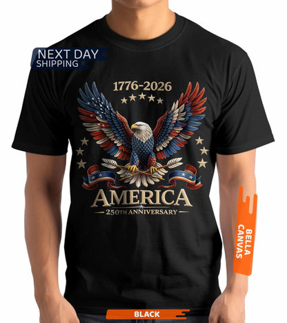 250th Anniversary America Patriotic T-Shirt, Bald Eagle American Flag Tee, 1776–2026 Shirt for Men & Women, 4th Of July Shirt, Patriotic Tee