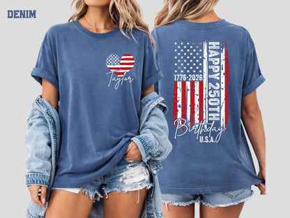 Comfort Colors® Custom USA 250th Birthday Shirt, 1776-2026 Independence Day Tee, , Fourth of July Family Tees