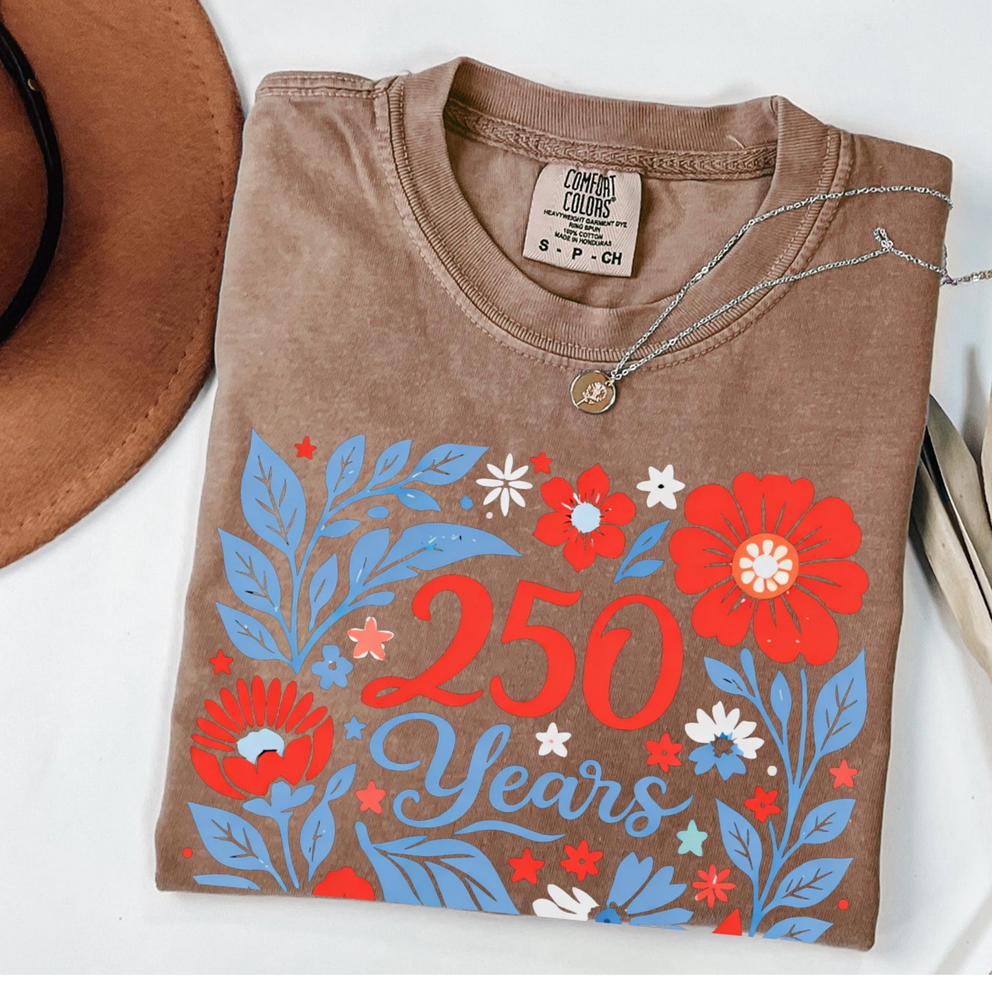 USA 250 Years Shirt 1776–2026 Patriotic Floral Tee, America 250th Shirt, July 4th Vintage Flowers Tee, Comfort Colors USA Celebration Shirt