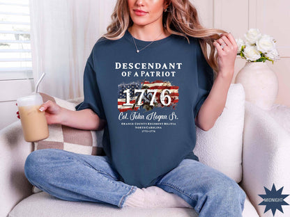 Comfort Colors® Descendant of a Patriot Shirt, Revolutionary War Heritage Tee, Vintage American Revolution Gift