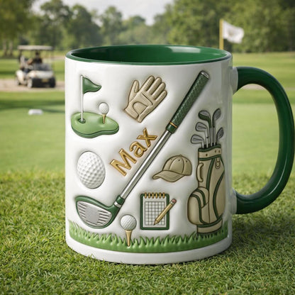 Personalized Golf Coffee Mug, Custom Name Golfer Ceramic Cup Sports Lover Gift
