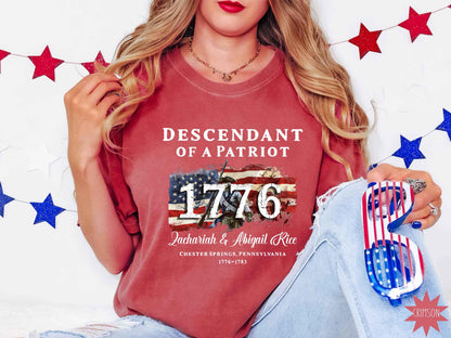 Comfort Colors® Descendant of a Patriot Shirt, Revolutionary War Heritage Tee, Vintage American Revolution Gift