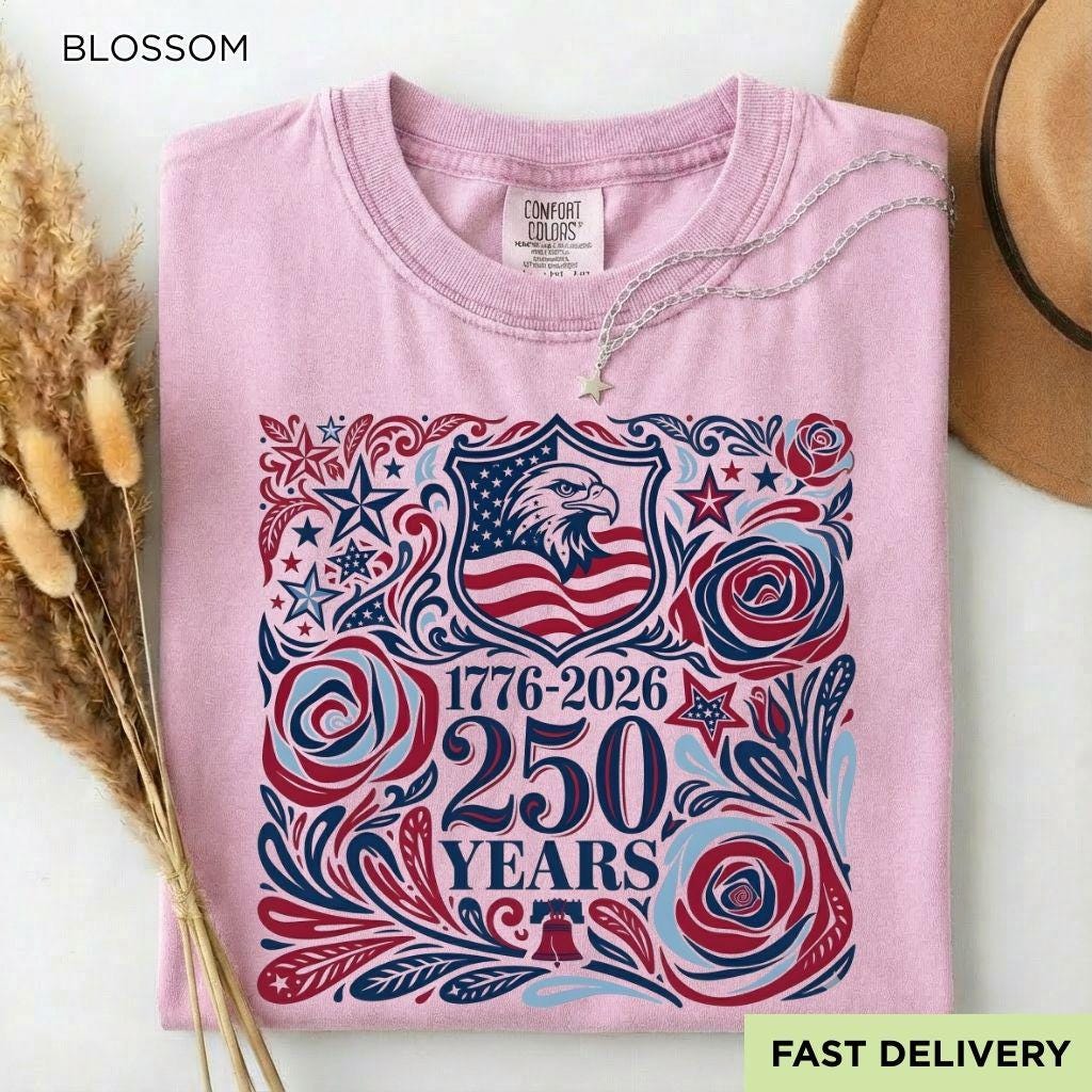 250th America Anniversary Shirt, Retro 4th of July Floral USA Shirt, Patriotic American Flag Tee, Vintage Independence Day Shirt, 1776-2026