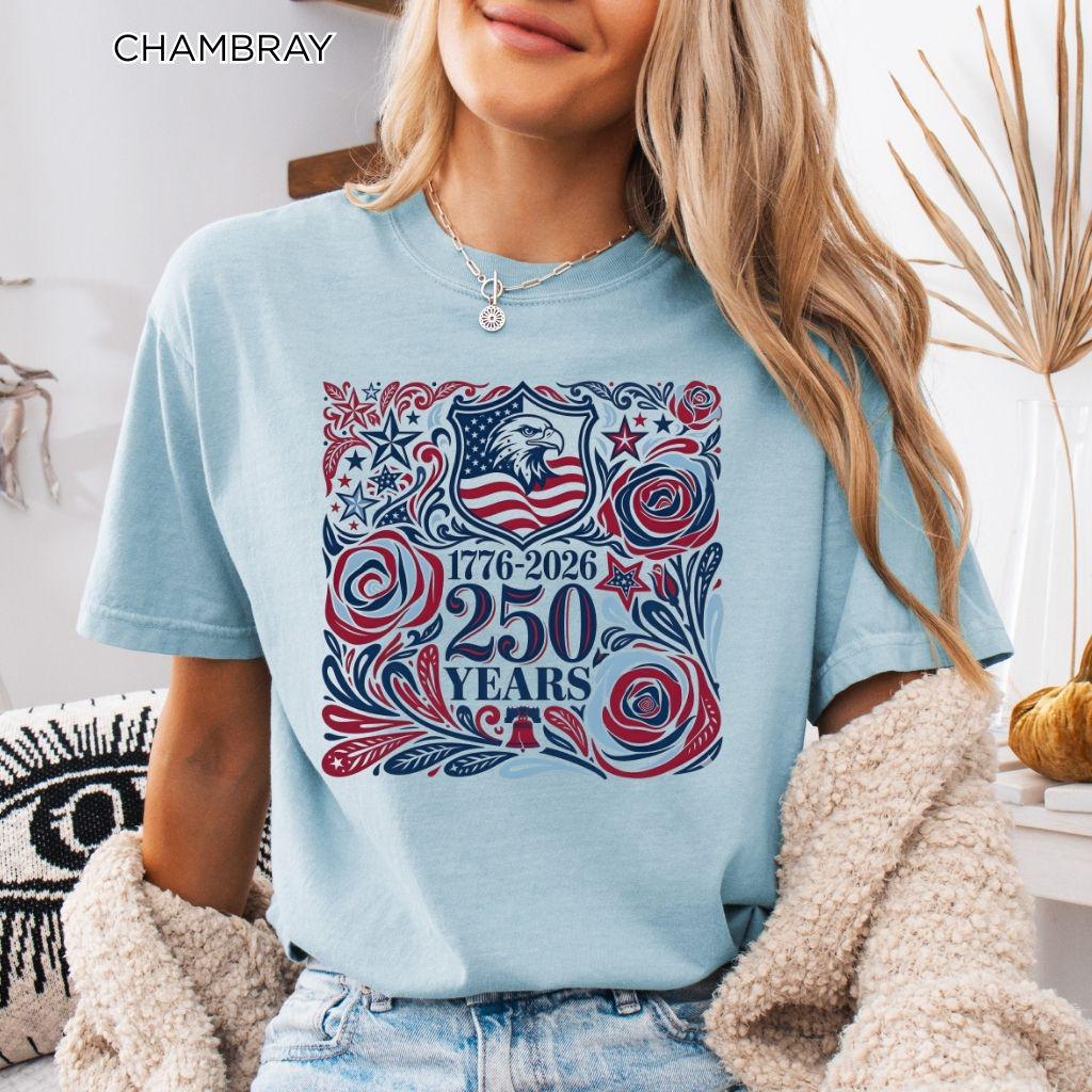 250th America Anniversary Shirt, Retro 4th of July Floral USA Shirt, Patriotic American Flag Tee, Vintage Independence Day Shirt, 1776-2026