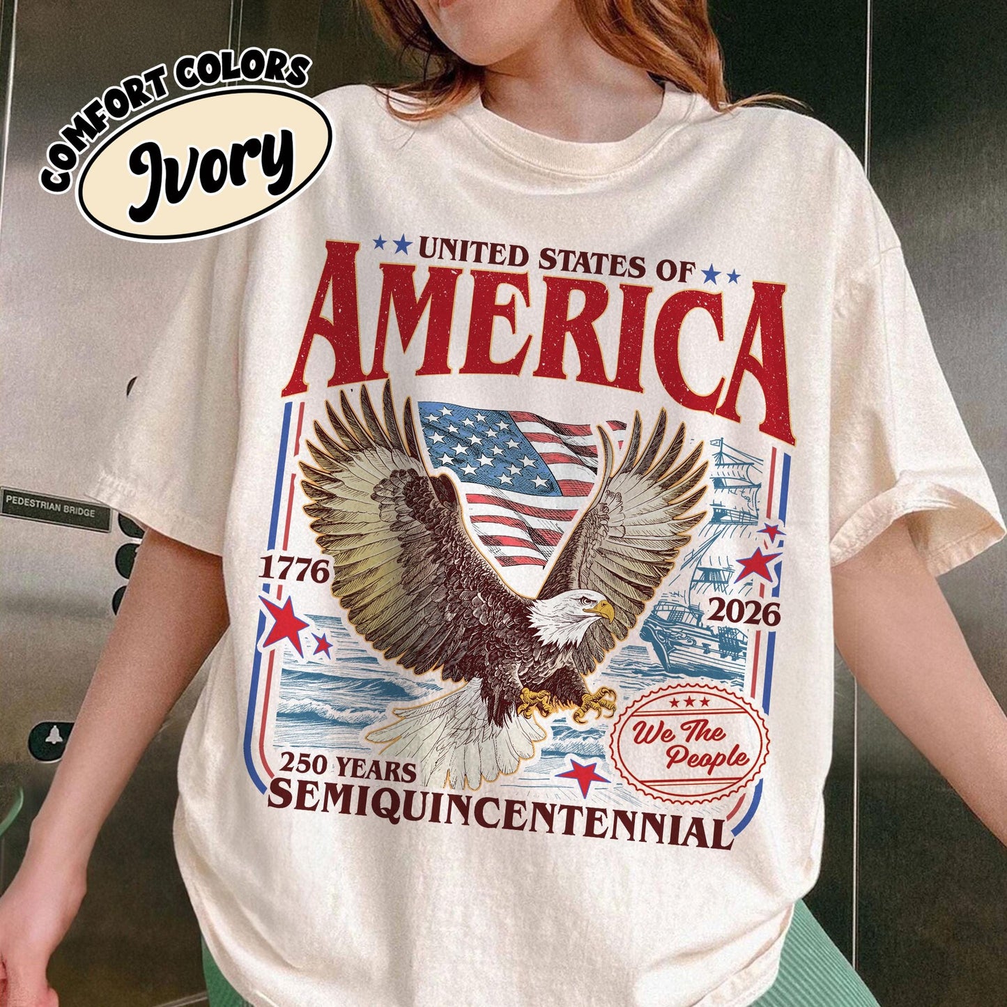 America 250th Anniversary Comfort Colors Shirt, We The People Patriotic Eagle American Flag T-Shirt, 1776 - 2026 USA Flag Semiquincentennial