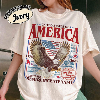 America 250th Anniversary Comfort Colors Shirt, We The People Patriotic Eagle American Flag T-Shirt, 1776 - 2026 USA Flag Semiquincentennial