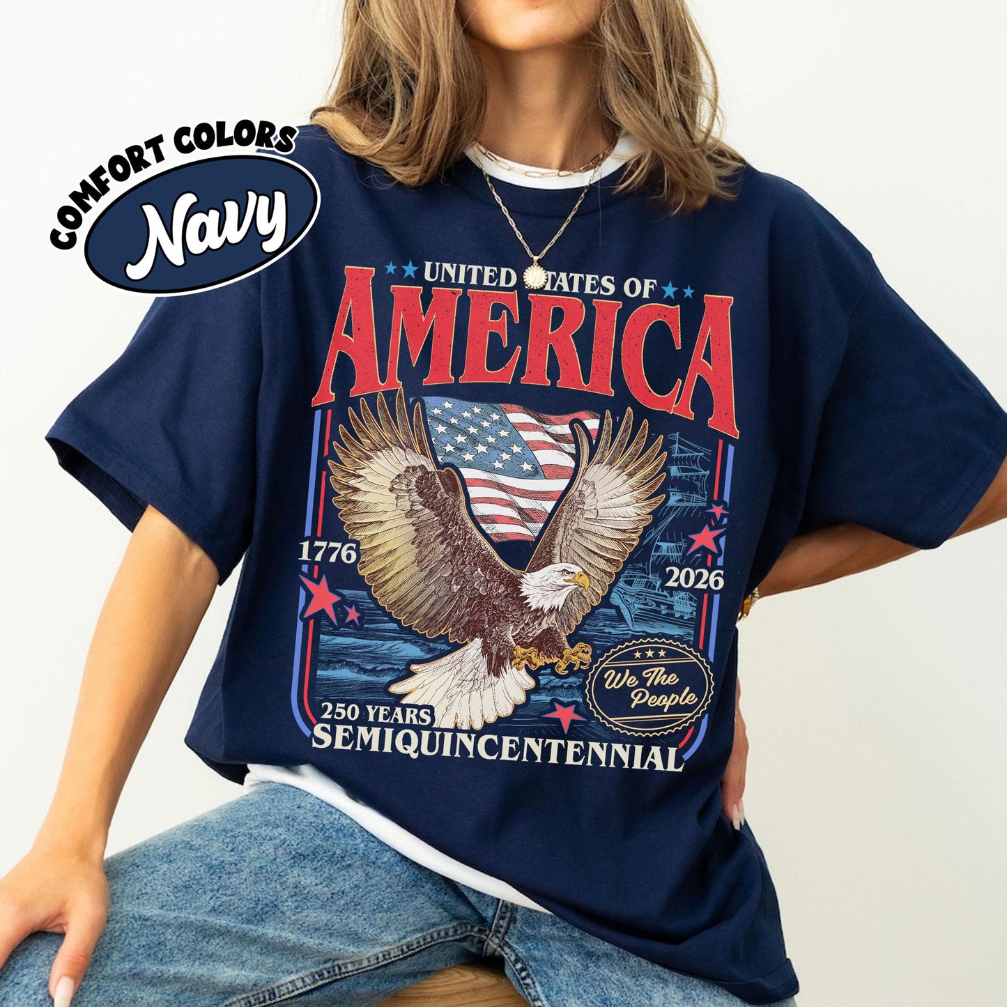 America 250th Anniversary Comfort Colors Shirt, We The People Patriotic Eagle American Flag T-Shirt, 1776 - 2026 USA Flag Semiquincentennial