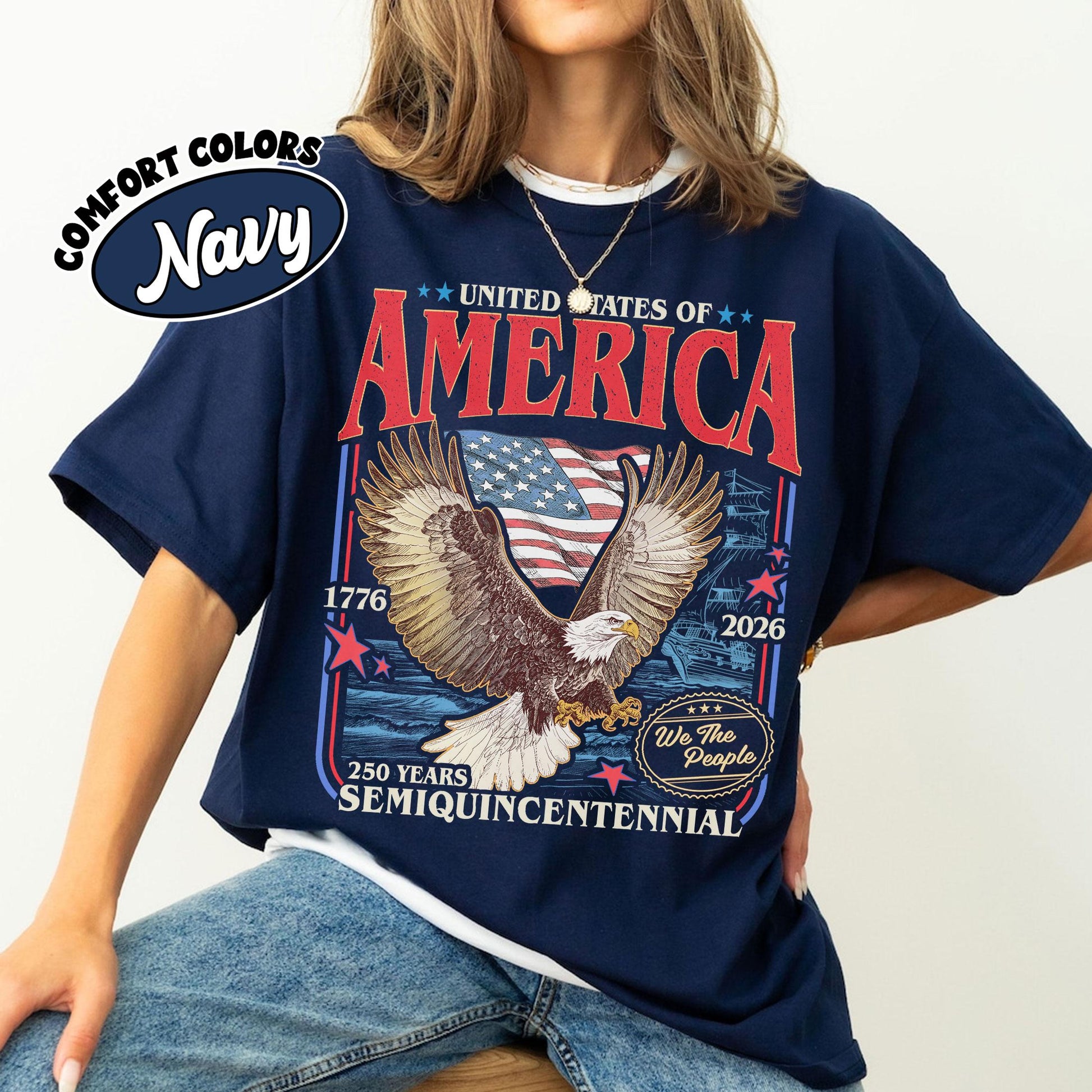 America 250th Anniversary Comfort Colors Shirt, We The People Patriotic Eagle American Flag T-Shirt, 1776 - 2026 USA Flag Semiquincentennial