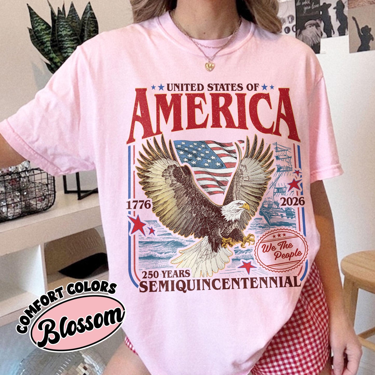 America 250th Anniversary Comfort Colors Shirt, We The People Patriotic Eagle American Flag T-Shirt, 1776 - 2026 USA Flag Semiquincentennial