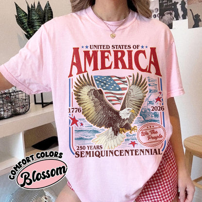 America 250th Anniversary Comfort Colors Shirt, We The People Patriotic Eagle American Flag T-Shirt, 1776 - 2026 USA Flag Semiquincentennial